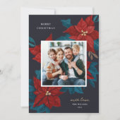 Poinsettias絵を描のクリスマス写真 シーズンカード (正面)