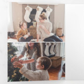 Poinsettias絵を描のクリスマス写真 三つ折りクリスマスカード (内部最初)