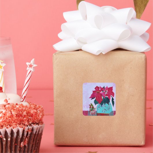 Poinsettias スクエアシール (パーティー)