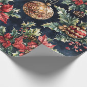 Poinsettias and Ornaments ラッピングペーパー (角)