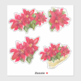 Poinsettias Christmas Holiday Floral Sticker Sheet シール