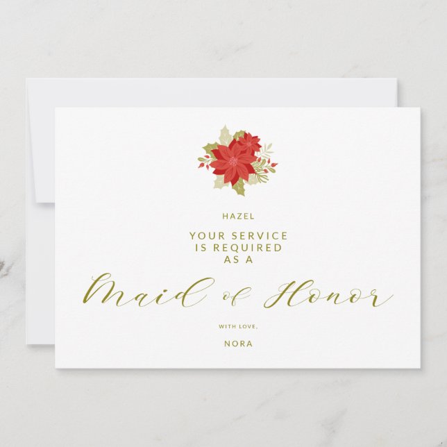 Poinsettias Christmas Will You Be My Maid of Honor (正面)