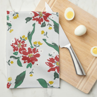 Poinsettias for all seasons kitchen towel キッチンタオル