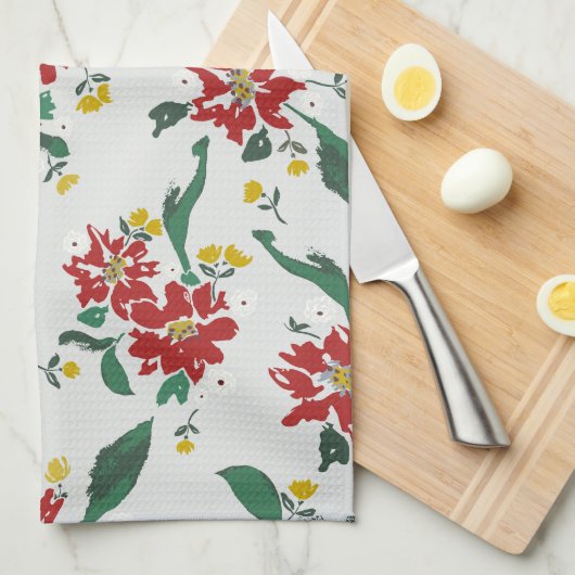 Poinsettias for all seasons kitchen towel キッチンタオル (四つ折り)