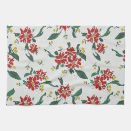 Poinsettias for all seasons kitchen towel キッチンタオル