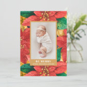 Poinsettias Holiday写真誕生のお知らせ シーズンカード (スタンド正面)