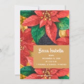 Poinsettias Holiday写真誕生のお知らせ シーズンカード (裏面)