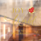 Poinsettias Holly Joy to the World Christmas Quote ウィンドウサイン (シート2)