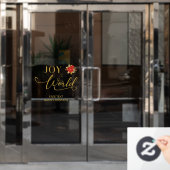 Poinsettias Holly Joy to the World Christmas Quote ウィンドウサイン (オフィスドア)