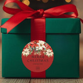 Poinsettias Merry Christmas Corporate Logo ラウンドシール
