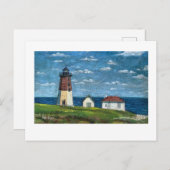 Point Judith Light house in Narragansett, RI 7x5 ポストカード (正面/裏面)