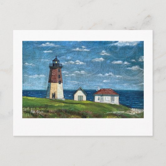 Point Judith Light house in Narragansett, RI 7x5 ポストカード (正面)