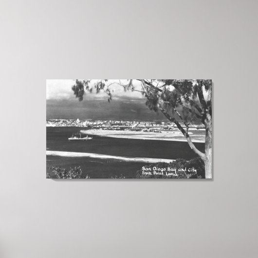 Point Lomaからサンディエゴ、CAベイ&シティ キャンバスプリント (正面)