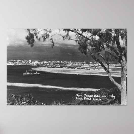 Point Lomaからサンディエゴ、CAベイ&シティ ポスター (正面)