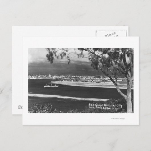 Point Lomaからサンディエゴ、CAベイ&シティ ポストカード (正面/裏面)