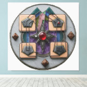 Point of Assembly 3D: Mystical Geometric Artifact キャンバスプリント (インサイチュ (ウッドフロア))