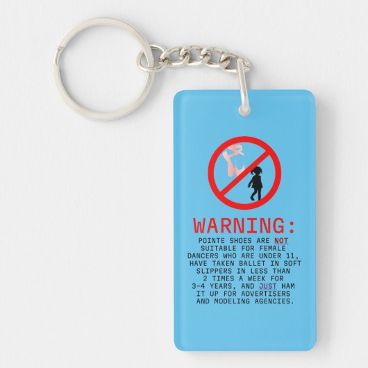 Pointe Shoes Warning Sky Blue Personalized キーホルダー (正面)