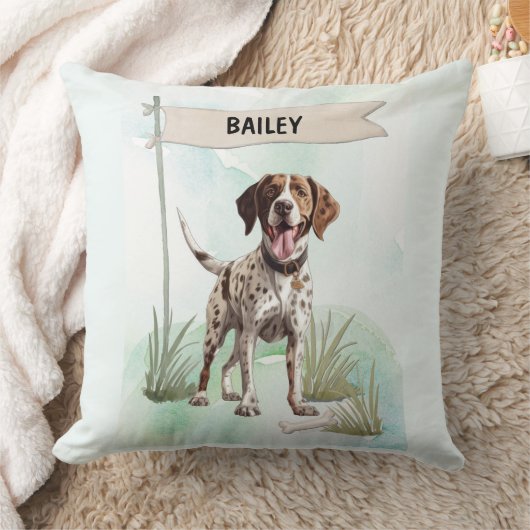 Pointer Watercolor Personalized Dog クッション (ブランケット)