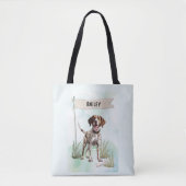 Pointer Watercolor Personalized Dog トートバッグ (正面)