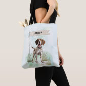 Pointer Watercolor Personalized Dog トートバッグ (クローズアップ)