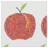 Pointillismの茎の全体の赤りんご、葉の生地 ファブリック (クローズアップ)