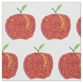 Pointillismの茎の全体の赤りんご、葉の生地 ファブリック (見本)