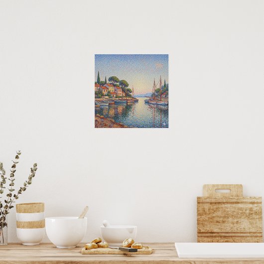 Pointillism Harbor ポスター (キッチン)