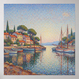 Pointillism Harbor ポスター
