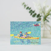 Pointillism kayakのシーン、Cheryl Paton著、はがき ポストカード (スタンド正面)