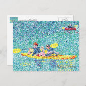 Pointillism kayakのシーン、Cheryl Paton著、はがき ポストカード (正面/裏面)