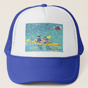 Pointillism kayak scene絵を描s by Cheryl Paton キャップ