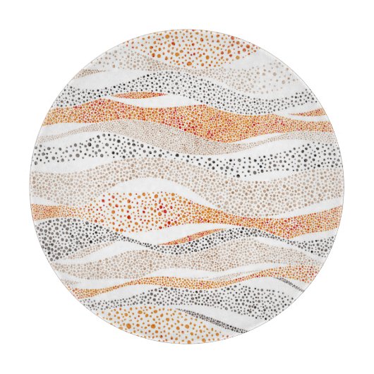 Pointillism Wavy Polka:可愛いドードルテキスタイル カッティングボード (正面)