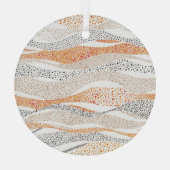 Pointillism Wavy Polka:可愛いドードルテキスタイル ガラスオーナメント (裏面)