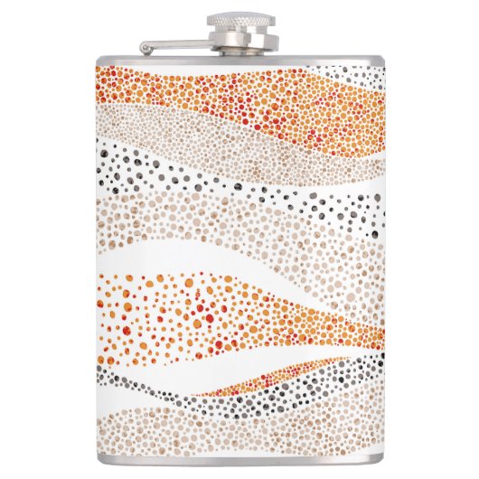 Pointillism Wavy Polka：可愛いドードルテキスタイル フラスク (正面)