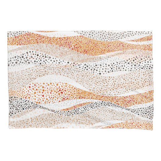 Pointillism Wavy Polka：可愛いドードルテキスタイル 枕カバー (正面)