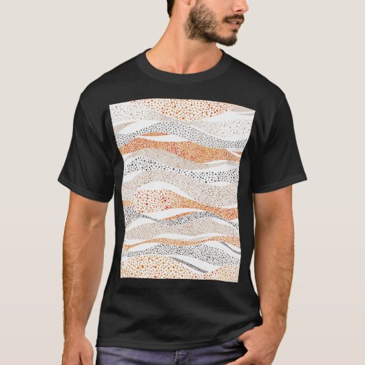 Pointillism Wavy Polka:可愛いドードルテキスタイル Tシャツ (正面)