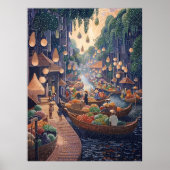 Pointillistの浮動マーケットシーンスタイル ポスター (正面)