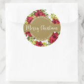 Pointsettia Latinとのメリークリスマス書 ラウンドシール (バッグ)