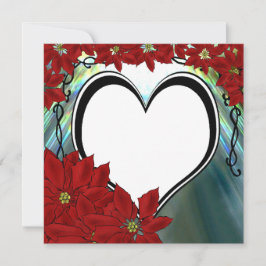 PointsettiaHeartフォトカパーソナライズされたード シーズンカード