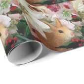 Pointsettiasのクリスマスのウサギ ラッピングペーパー (ロールコーナー)