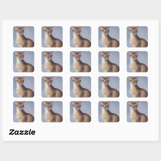 Poised Abyssinian – Elegant Cat Sticker スクエアシール (シート)