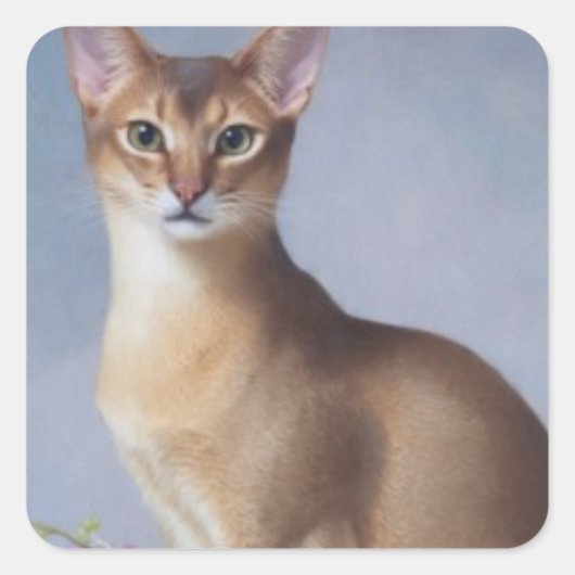 Poised Abyssinian – Elegant Cat Sticker スクエアシール (正面)