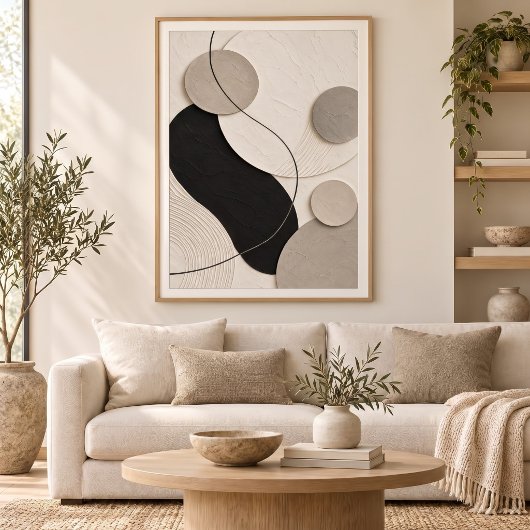 Poised Circles | Minimal Abstract Plaster Art Prin ポスター