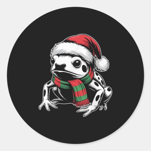 Poison Dart Frog Xmas Santa Hat Scarf Christmas Co ラウンドシール (正面)
