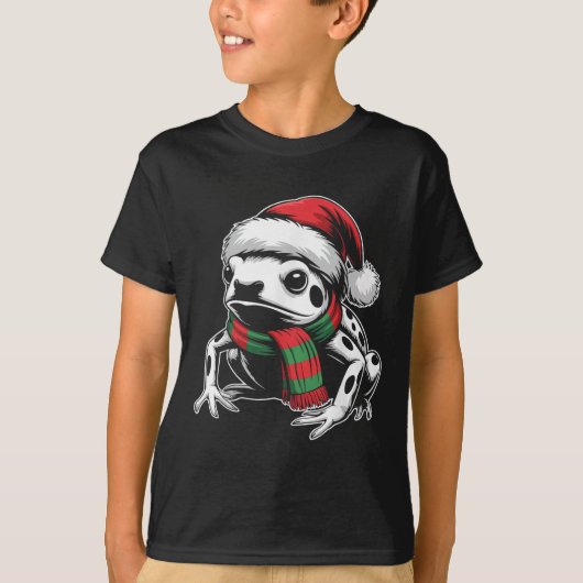 Poison Dart Frog Xmas Santa Hat Scarf Christmas Co Tシャツ (正面)