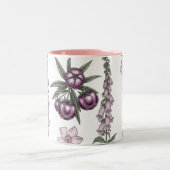 "Poison Garden Mug, Vintage Botanical Illustration ツートーンマグカップ (中央)
