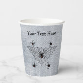 Poisonous Black Widow Spiders in Web on White 紙コップ (裏面)