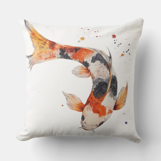 🐟 Poisson Koi en Aquarelle : Harmonie en Mouvemen クッション (正面)