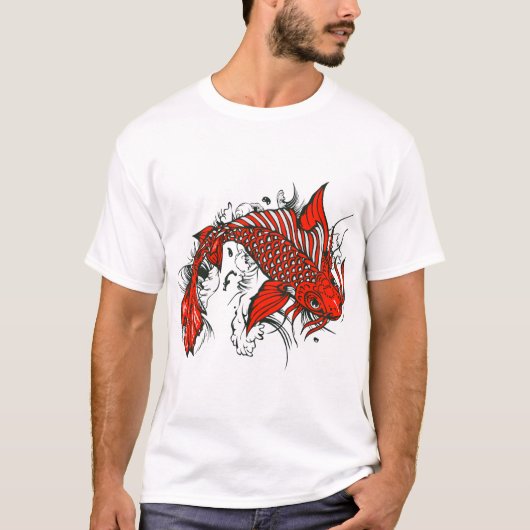 Poisson koi tattoo fish japonais dessin old scool tシャツ (正面)