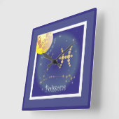 Poissons 19 février au 20 mars Uhr スクエア壁時計 (傾斜)
